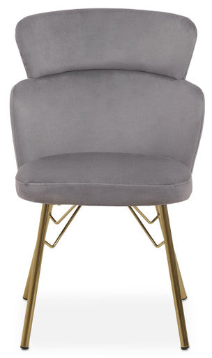 Grey Velvet Chair with Gold Base