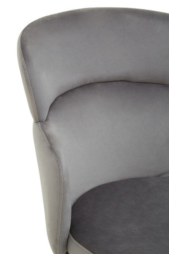 Grey Velvet Chair with Gold Base