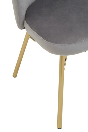 Grey Velvet Chair with Gold Base