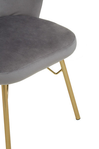 Grey Velvet Chair with Gold Base
