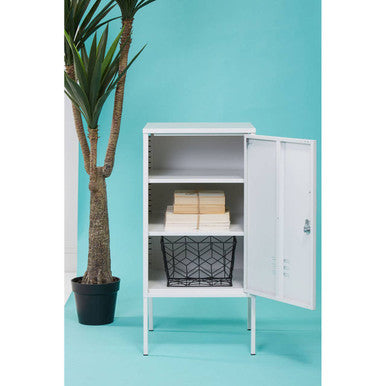 One Door White Storage Cabinet