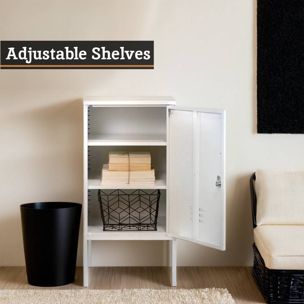 One Door White Storage Cabinet