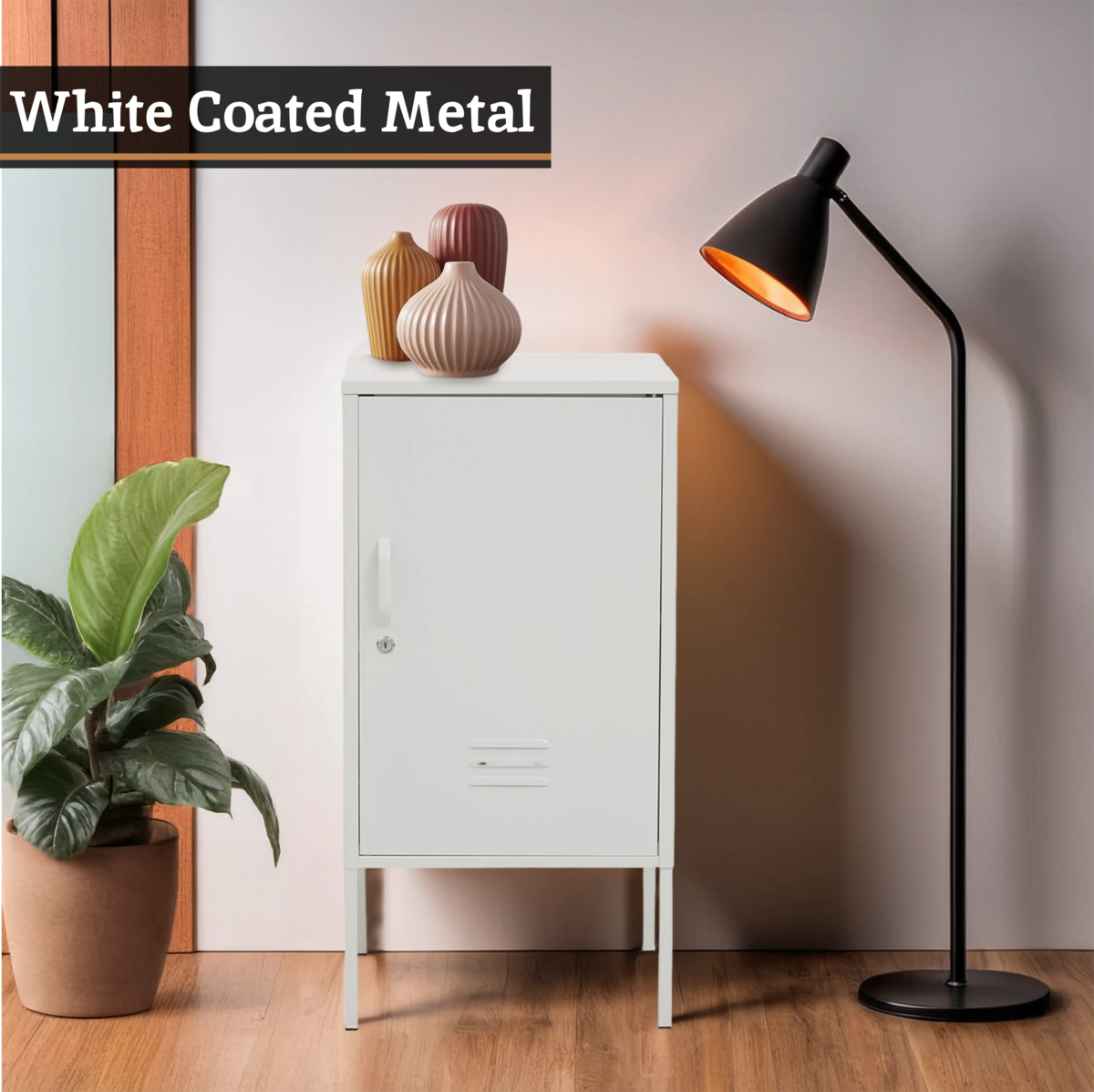 One Door White Storage Cabinet