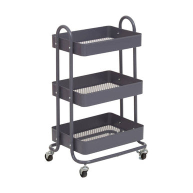 Three Tier Grey Metal Trolley