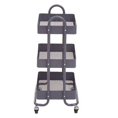 Three Tier Grey Metal Trolley