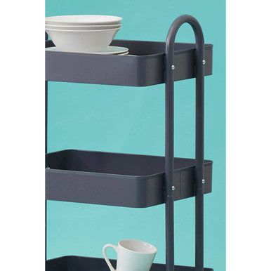 Three Tier Grey Metal Trolley