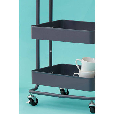 Three Tier Grey Metal Trolley