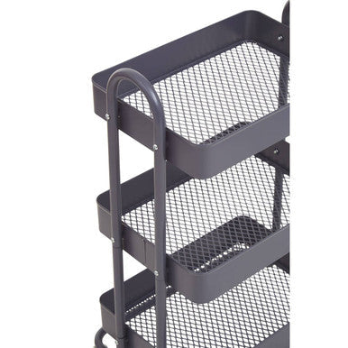 Three Tier Grey Metal Trolley