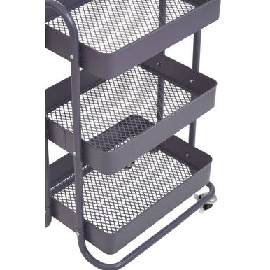Three Tier Grey Metal Trolley