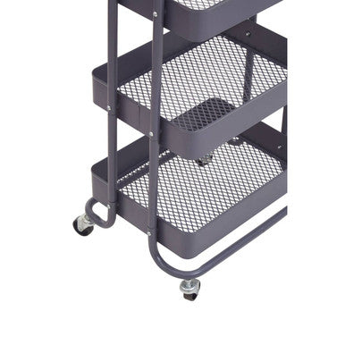 Three Tier Grey Metal Trolley