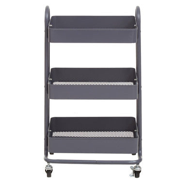 Three Tier Grey Metal Trolley