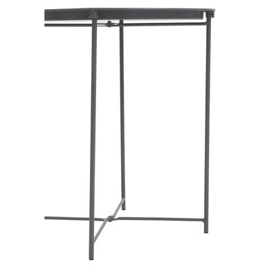 Grey Round Metal Side Table with Cross Base