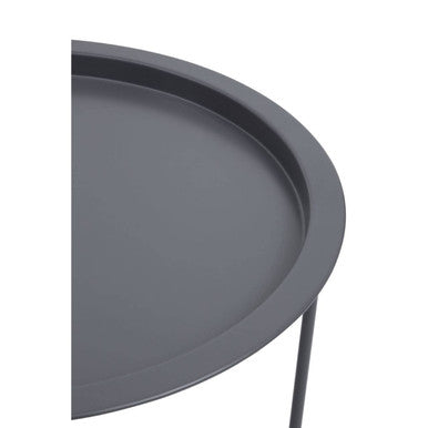 Grey Round Metal Side Table with Cross Base