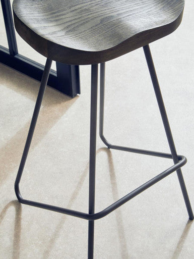 Elm Wood Bar Stool with Black Frame