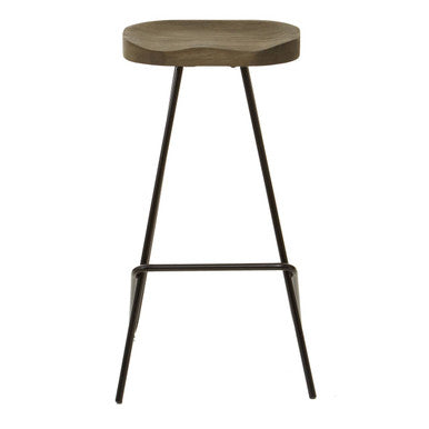 Elm Wood Bar Stool with Black Frame