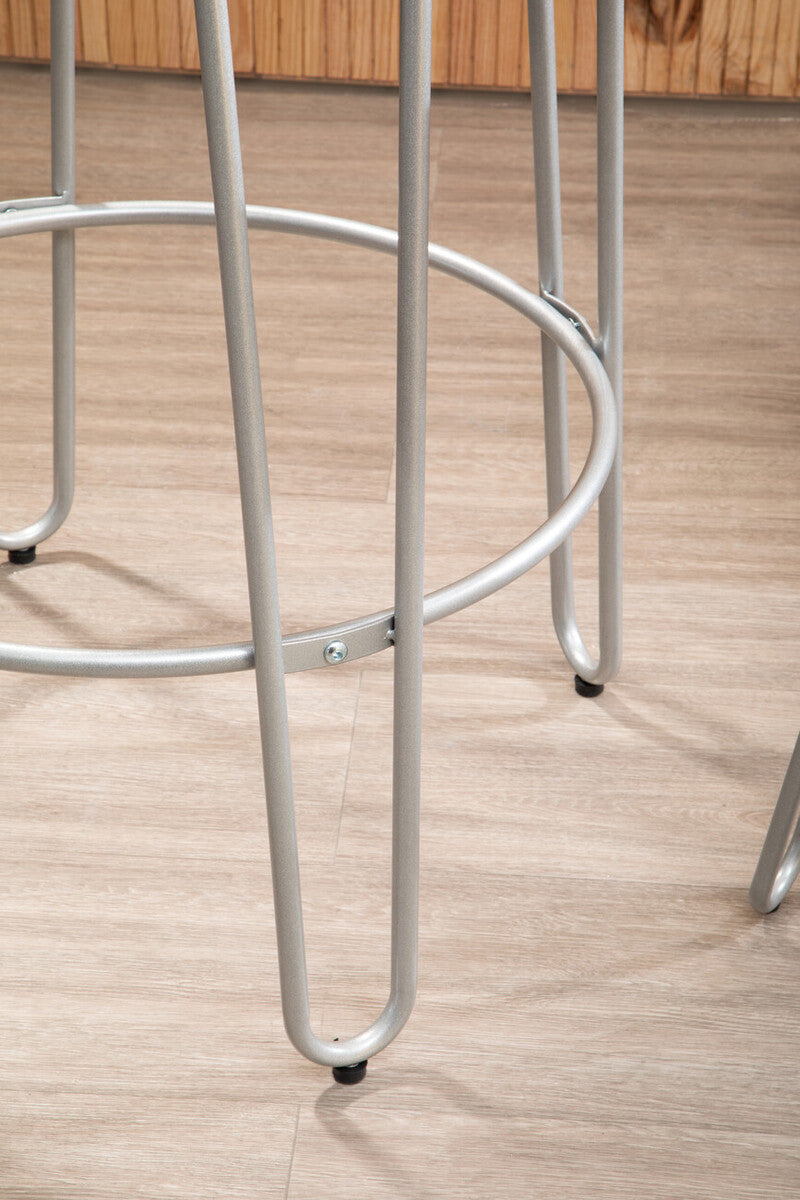 Silver Frame Bar Table and Stool Set