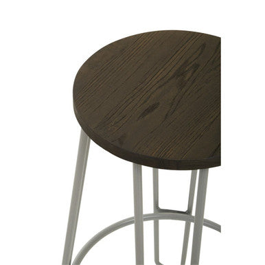 Grey Metal Frame Bar Stool with Elm Seat