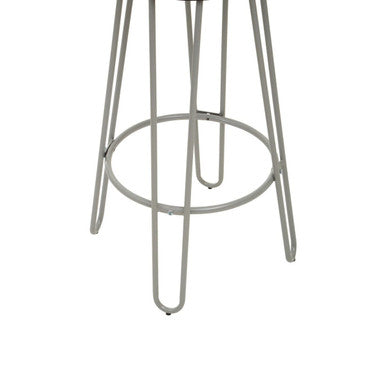 Grey Metal Frame Bar Stool with Elm Seat