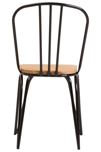 District Dining Chair Elm Wood Seat with Black Metal Frame