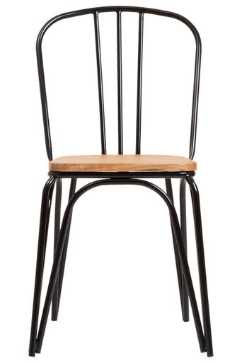 District Dining Chair Elm Wood Seat with Black Metal Frame