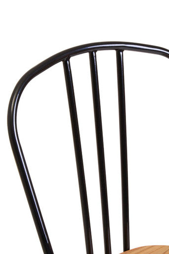 District Dining Chair Elm Wood Seat with Black Metal Frame