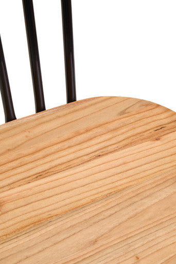 District Dining Chair Elm Wood Seat with Black Metal Frame