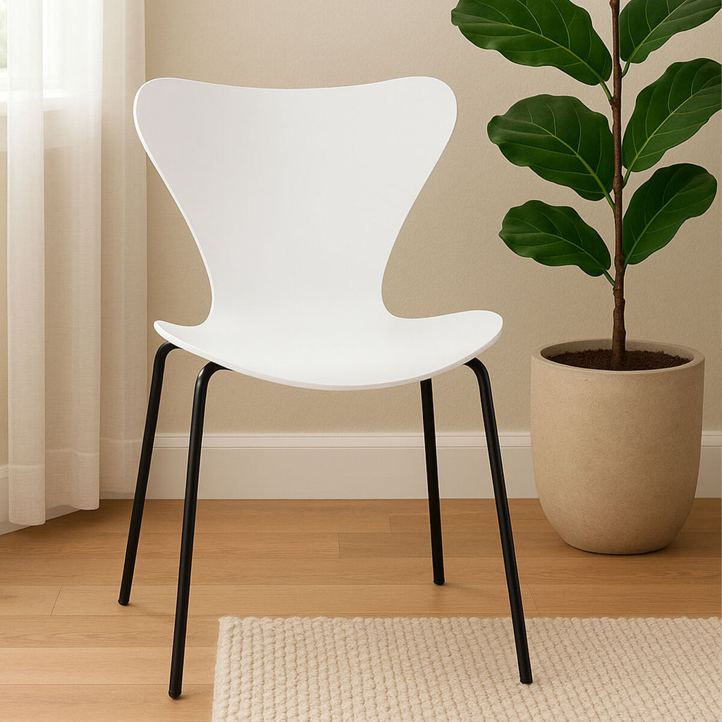 White Seat Dining Chair with Black Legs