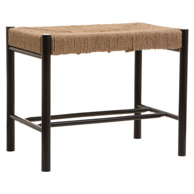Natural Rope and Black Wood Small Bench