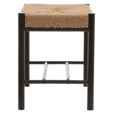 Natural Rope and Black Wood Small Bench