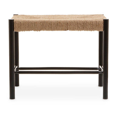 Natural Rope and Black Wood Small Bench