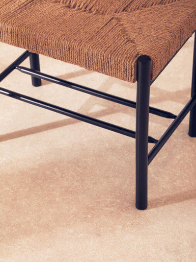 Natural Rope and Black Wood Small Bench