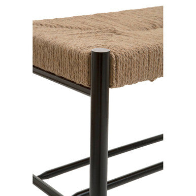 Natural Rope and Black Wood Small Bench