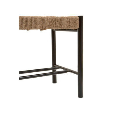 Natural Rope and Black Wood Small Bench