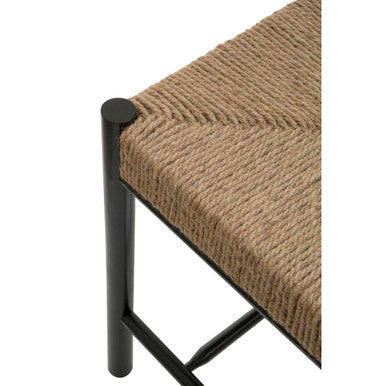 Natural Rope and Black Wood Small Bench