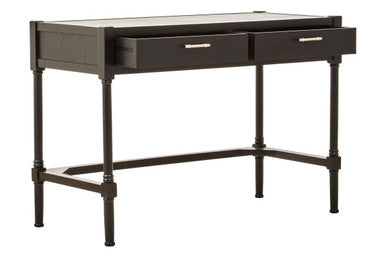 Two Drawer Black Desk with Classic Legs