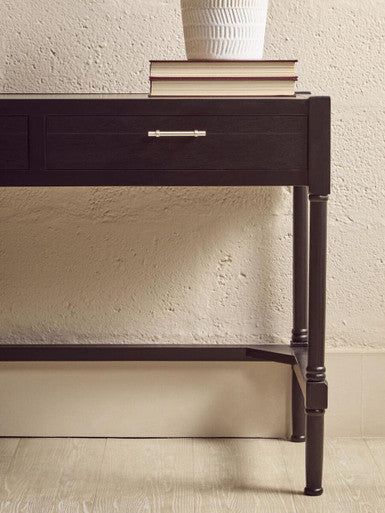 Two Drawer Black Desk with Classic Legs