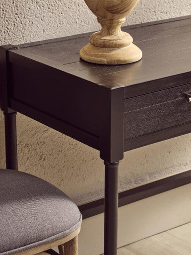 Two Drawer Black Desk with Classic Legs