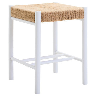 Natural Rope and White Wood Stool