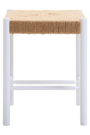 Natural Rope and White Wood Stool