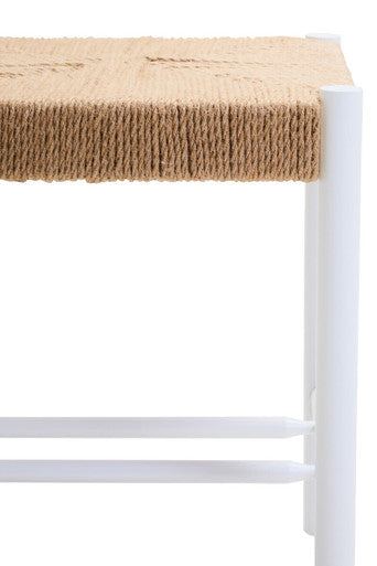 Natural Rope and White Wood Stool