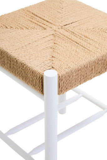 Natural Rope and White Wood Stool