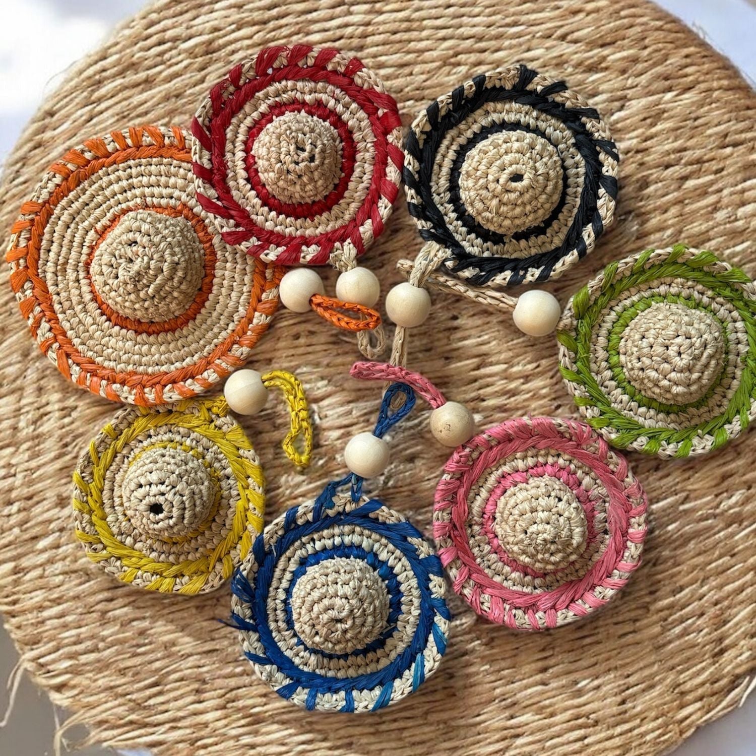 Mini Raffia Hat Keyring