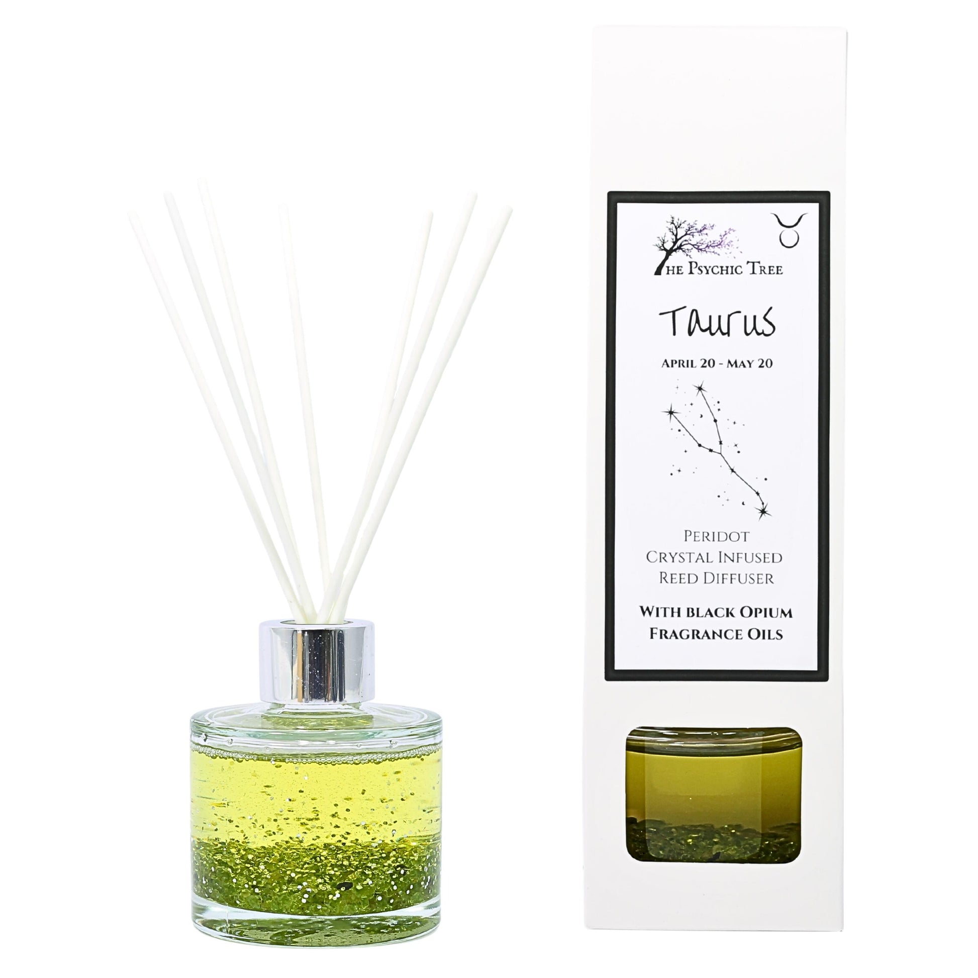Taurus Zodiac Crystal Infused Reed Diffuser with Peridot