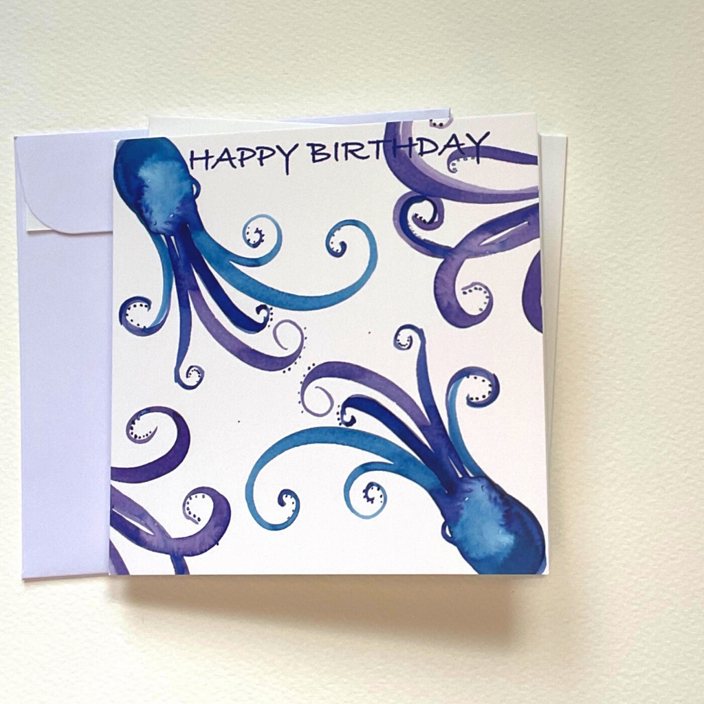 Happy Birthday Cards with Octopus Design