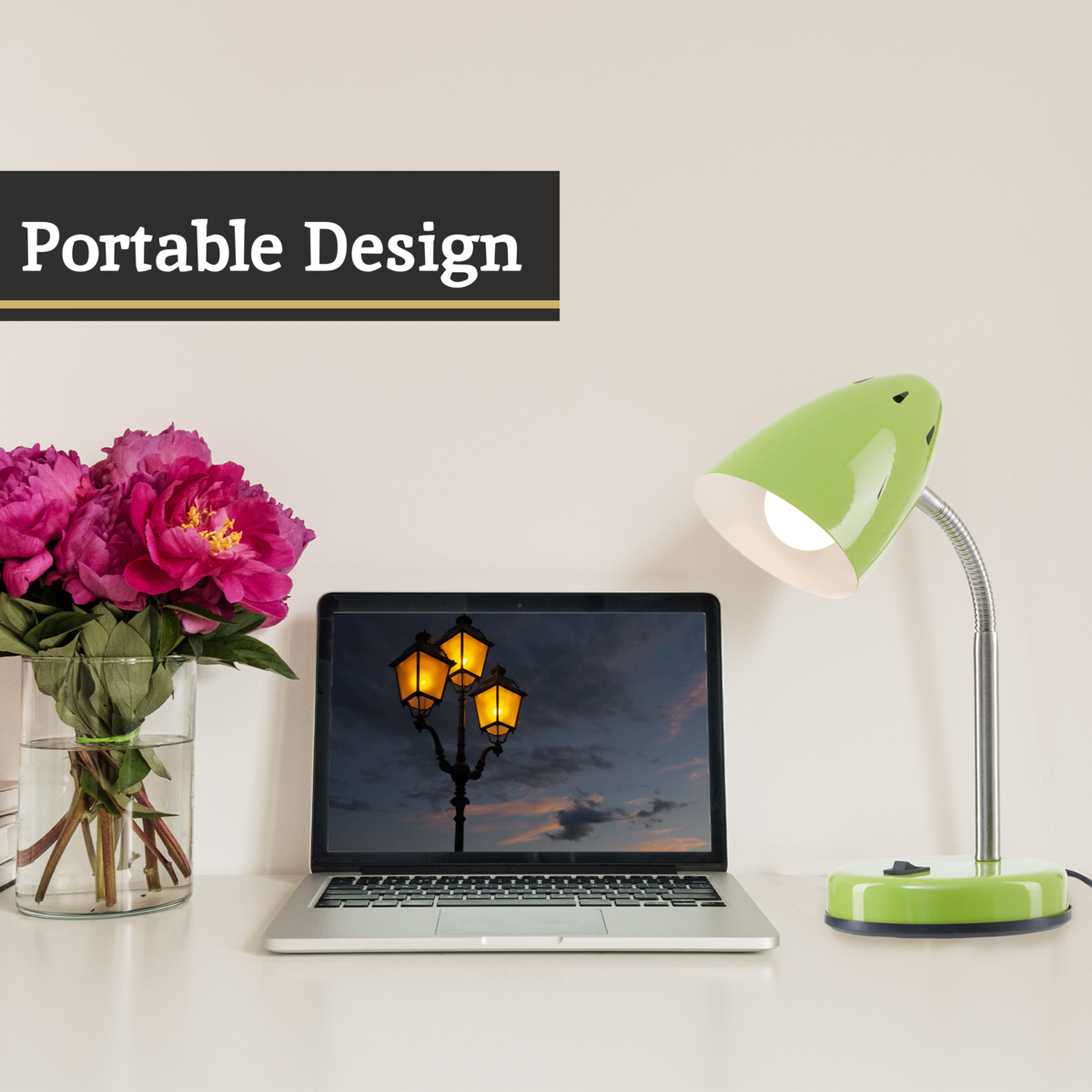 Green Gloss Desk Lamp with Adjustable Arm