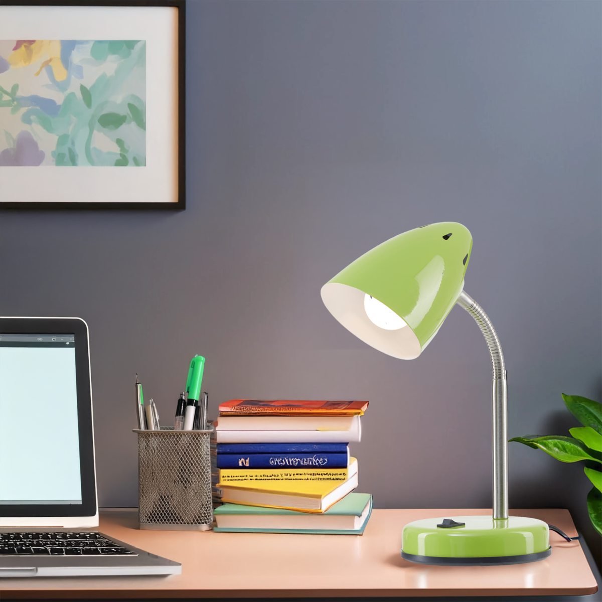 Green Gloss Desk Lamp with Adjustable Arm