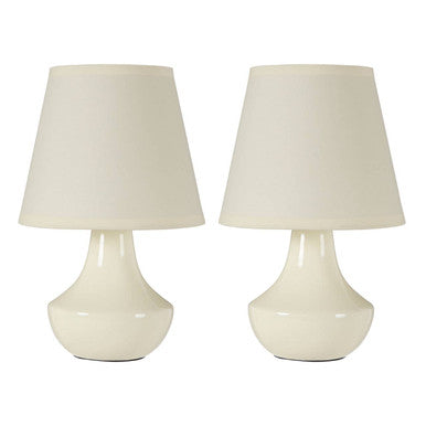 Set of Two Cream Ceramic Table Lamps