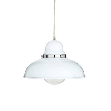 Jasper White Pendant Light with Chrome Detail