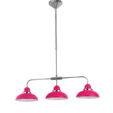 Hot Pink and Chrome 3 Light Pendant