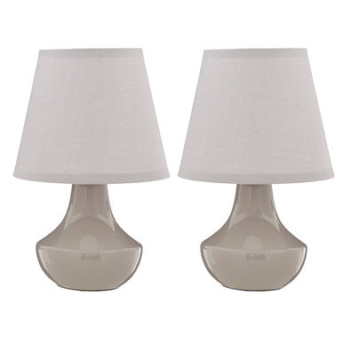 Set of Two Grey Ceramic Table Lamps
